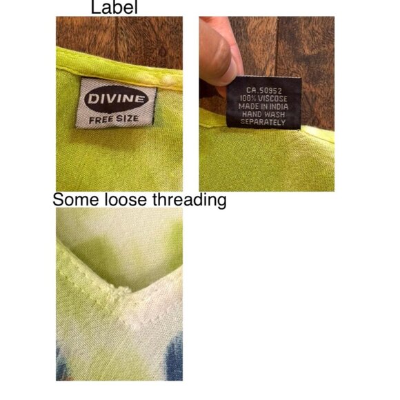 90s vintage floral tie dye hand painted boho beach flowy umbrella dress one size - Picture 9 of 9